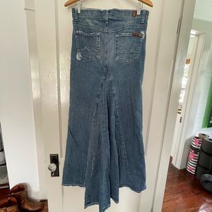 7th for All Mankind long fishtail denim skirt